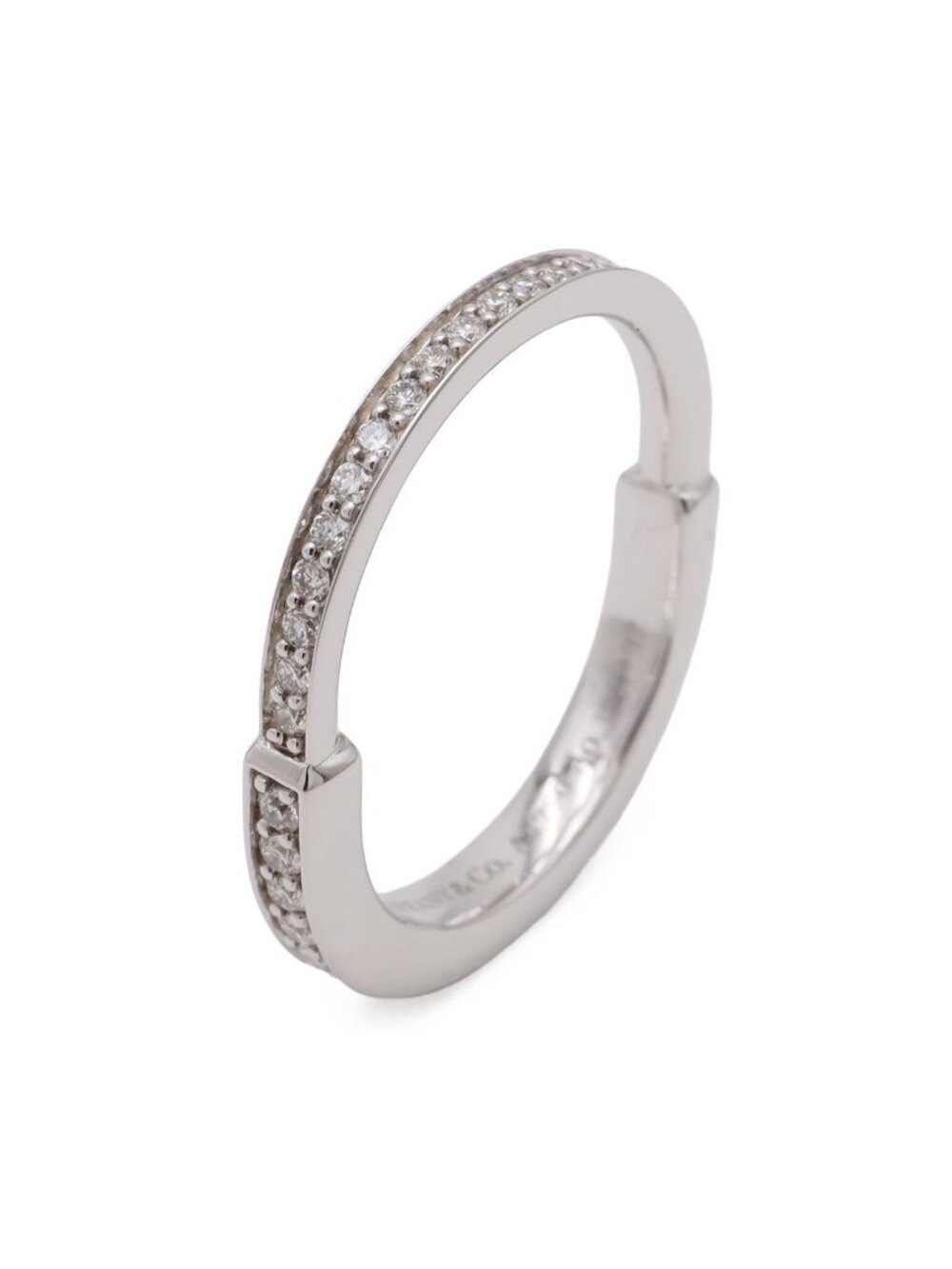 Tiffany & Co Lock Ring Full Pave Diamond 18k White Gold